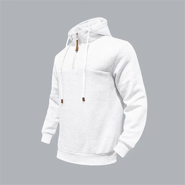 Men's Sweatshirt Quarter Zip Sweatshirt Apricot Drawstring Sports 