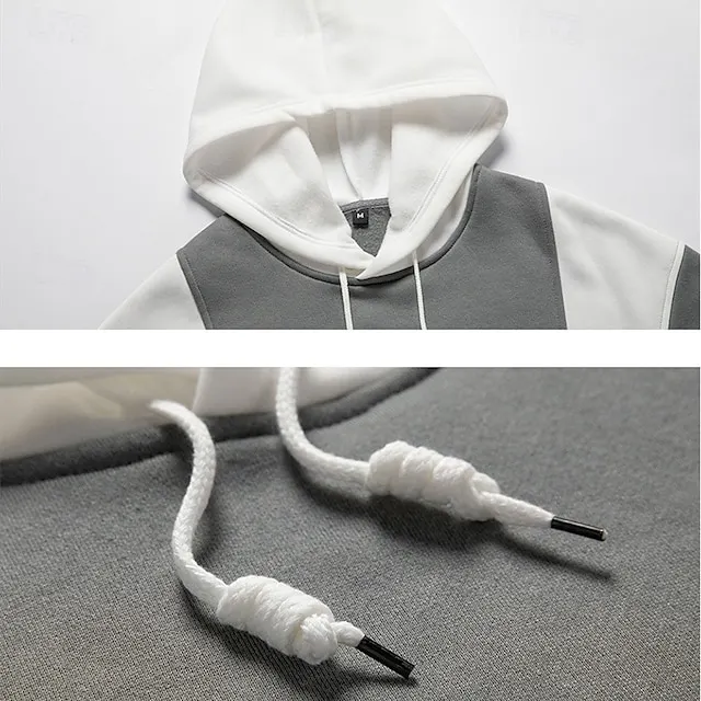 Men's Hoodie Gray Hooded  Outdoor Daily Holiday Streetwear Basic Casual Spring 
