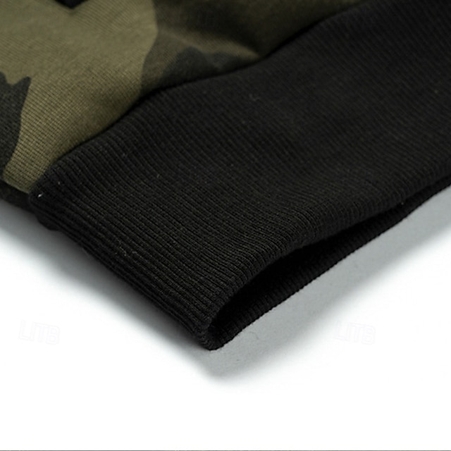 Men's Hoodie Army Patchwork Pocket Sports Fall Clothing 
