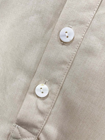 Men's Cotton and Linen Pullover Shirt Button-Down Everyday Hawaiian Short Sleeve Shirt