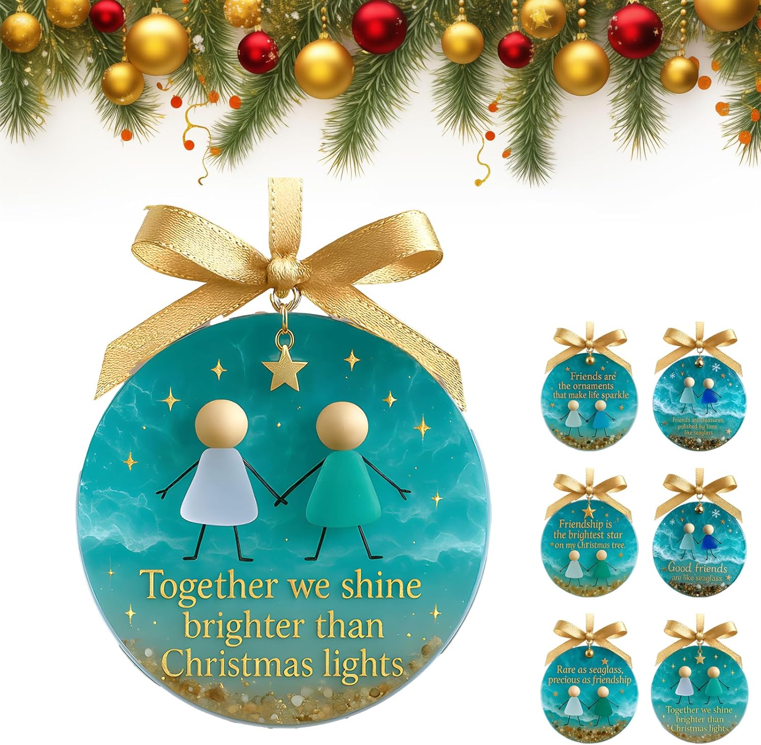 Friendship Sea Glass Christmas Ornament, Ocean Style Timeless Friendsh