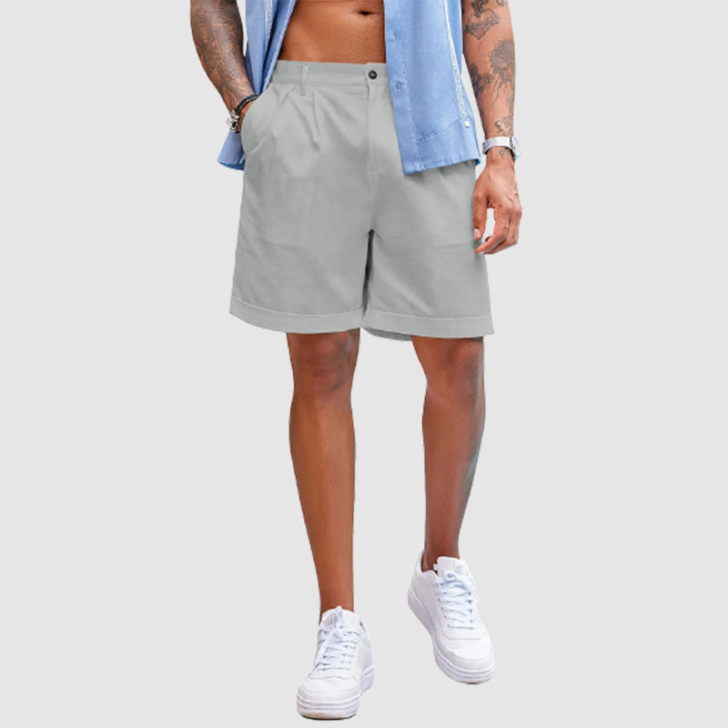 Men’s Linen Shorts Classic Fit Casual Elastic Waist Summer Beach Short