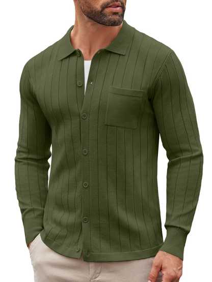 Casual Knit Ribbed Cardigan 