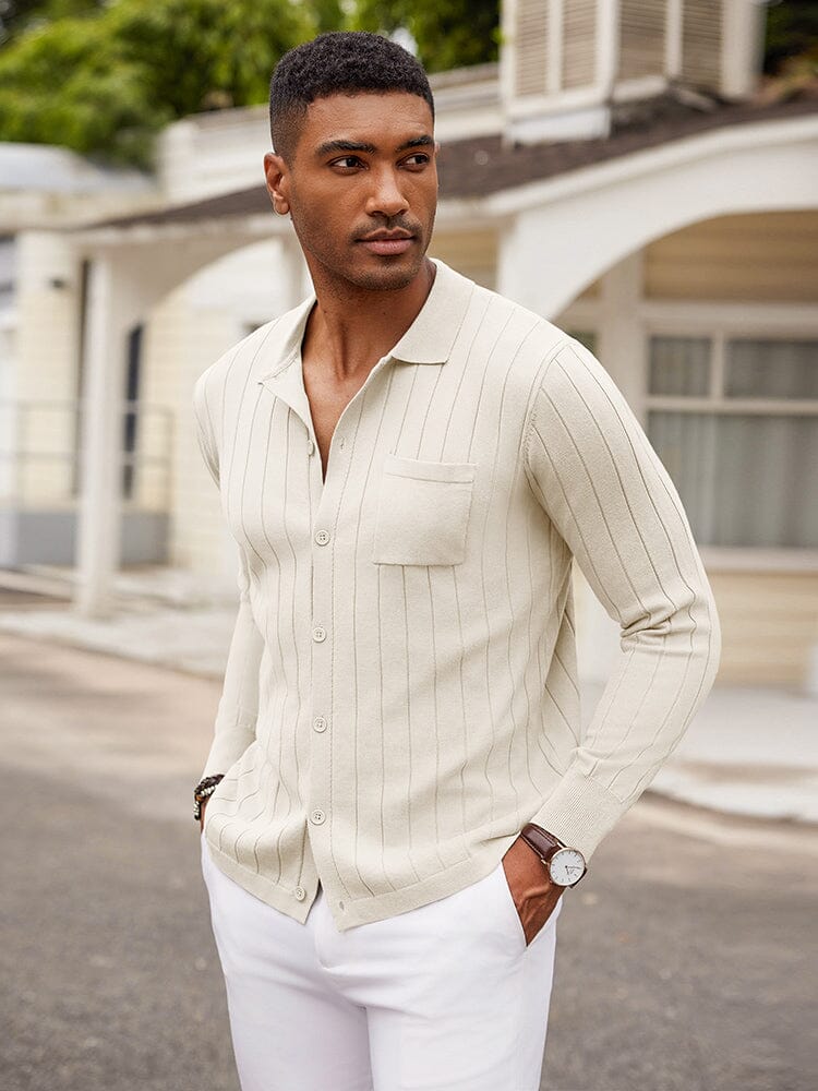 Casual Knit Ribbed Cardigan 