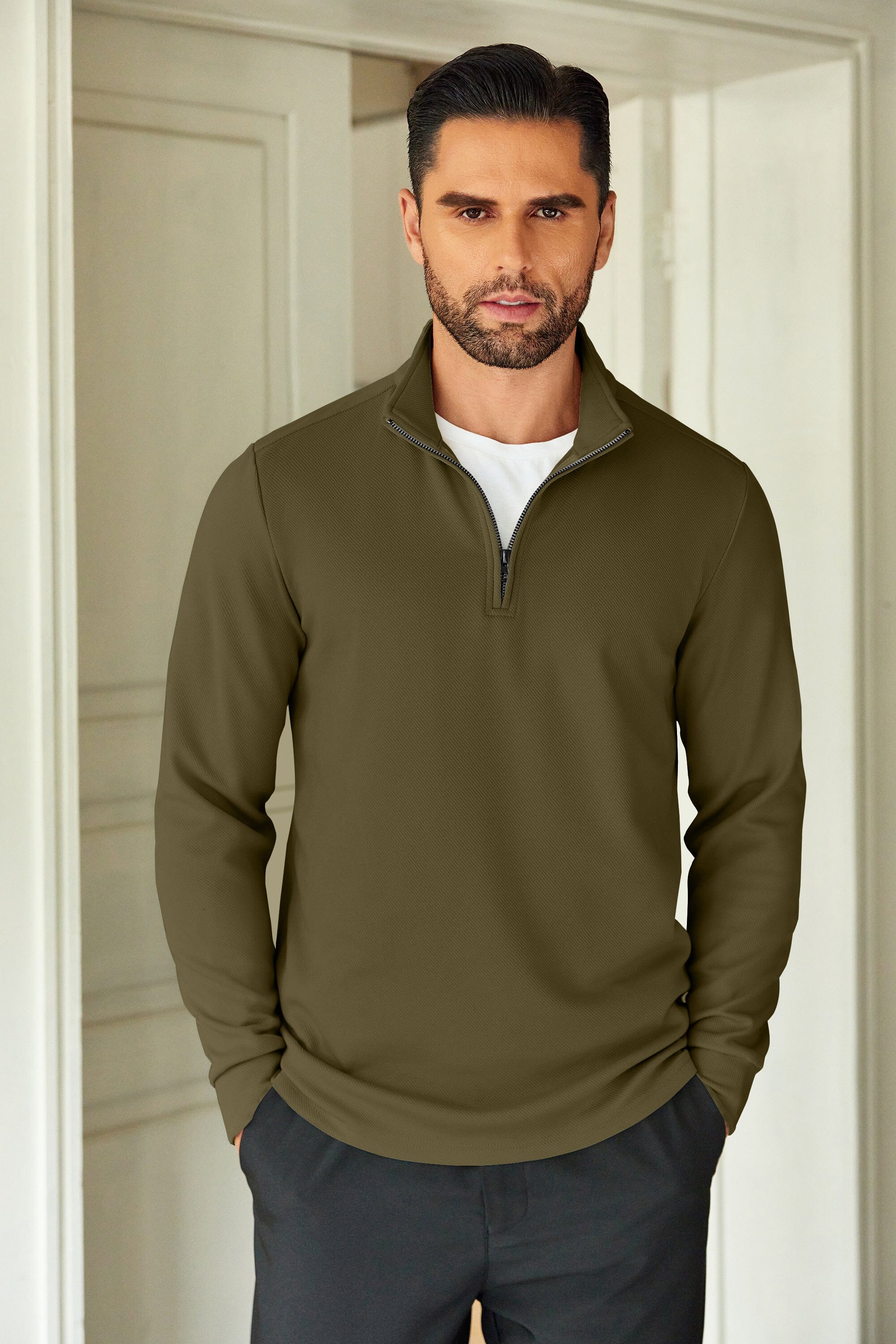 Casual Quarter Zip Sweatshirt 