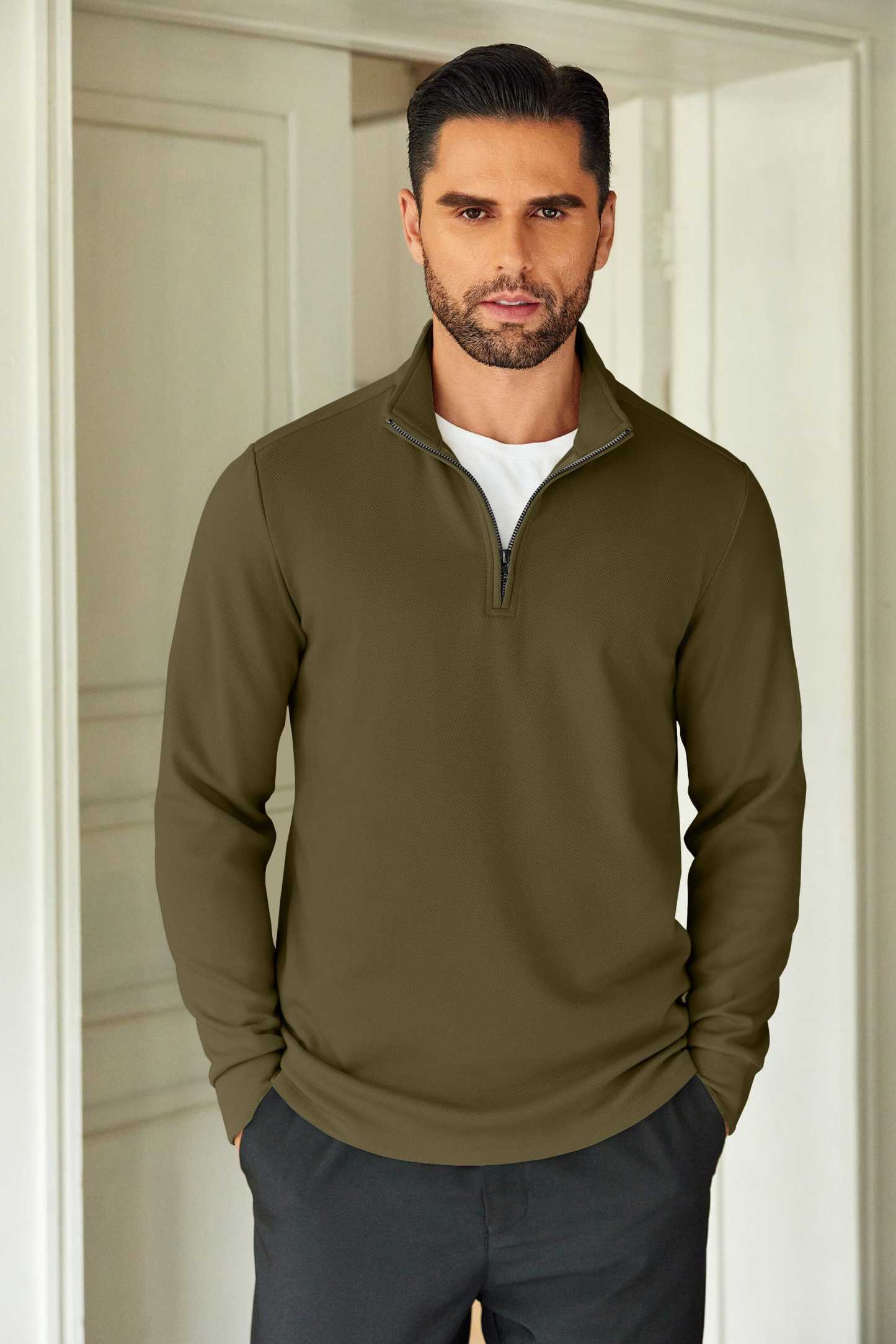 Casual Quarter Zip Sweatshirt 