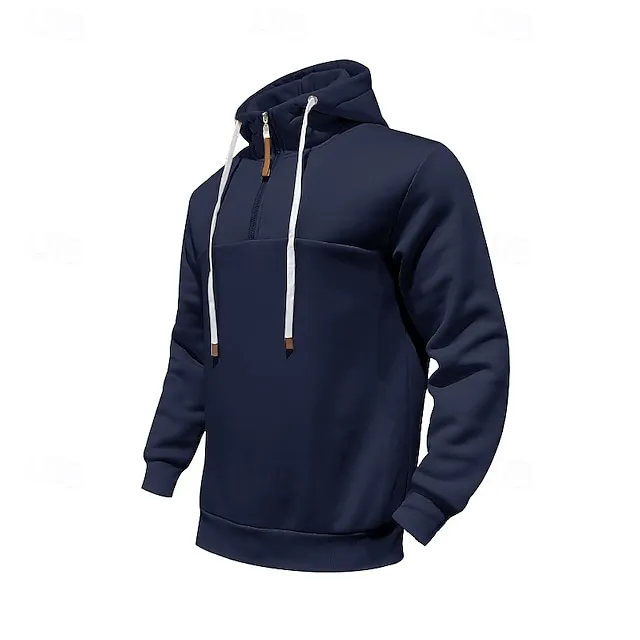 Men's Sweatshirt Quarter Zip Sweatshirt Apricot Drawstring Sports 