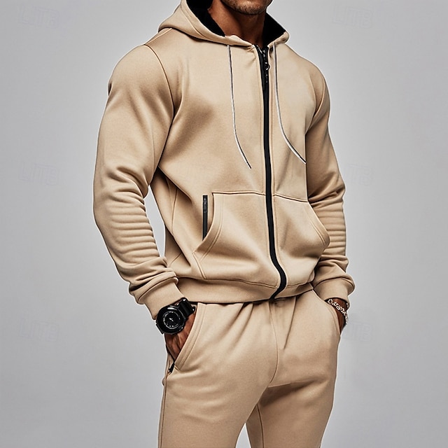 Men's Hoodie Tracksuit Full Zip Hoodie Sweatsuit  2 Piece Sports 