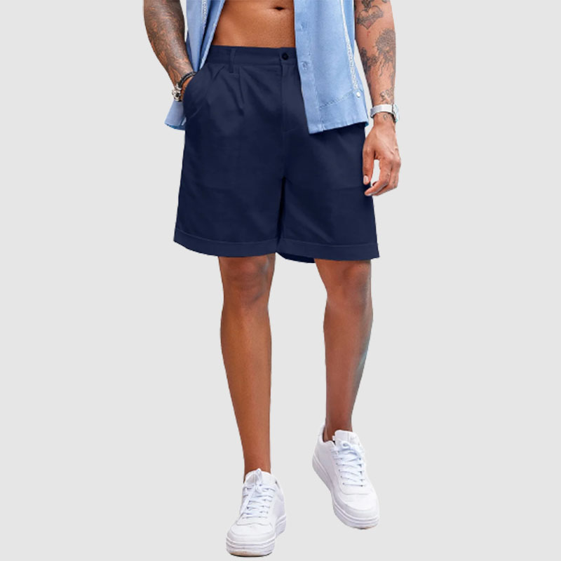 Men’s Linen Shorts Classic Fit Casual Elastic Waist Summer Beach Short
