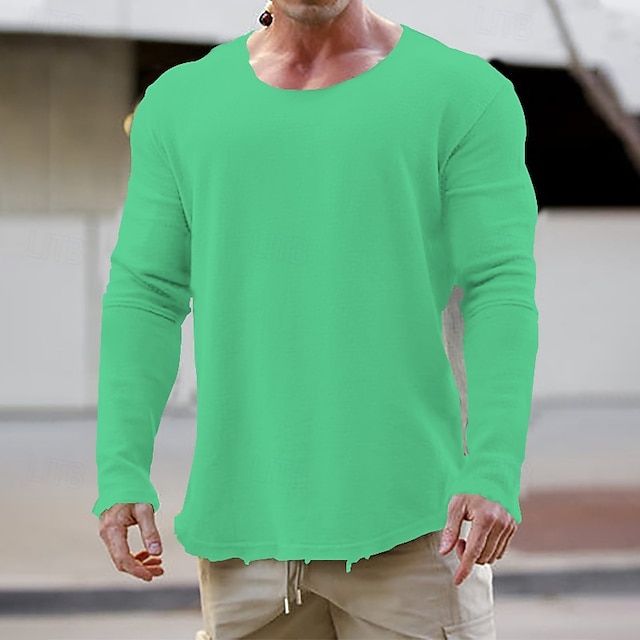 Men's Sweatshirt Apricot Black White Blue Green Crew Neck Plain Patchwork Sports & Outdoor Daily Holiday Streetwear Basic Casual Spring &  Fall Clothing Apparel Hoodies Sweatshirts
