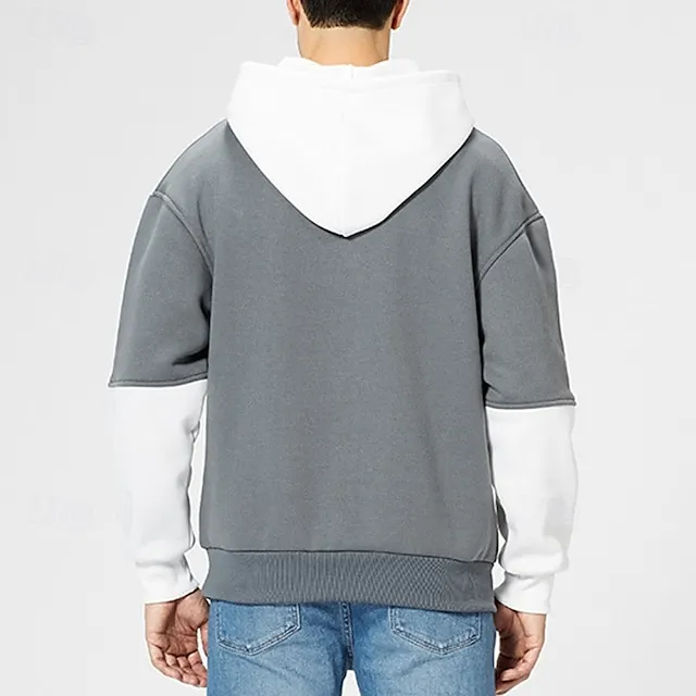 Men's Hoodie Gray Hooded  Outdoor Daily Holiday Streetwear Basic Casual Spring 