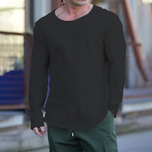 Men's Sweatshirt Apricot Black White Blue Green Crew Neck Plain Patchwork Sports & Outdoor Daily Holiday Streetwear Basic Casual Spring &  Fall Clothing Apparel Hoodies Sweatshirts