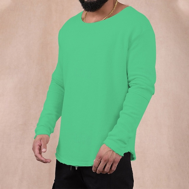 Men's Sweatshirt Apricot Black White Blue Green Crew Neck Plain Patchwork Sports & Outdoor Daily Holiday Streetwear Basic Casual Spring &  Fall Clothing Apparel Hoodies Sweatshirts