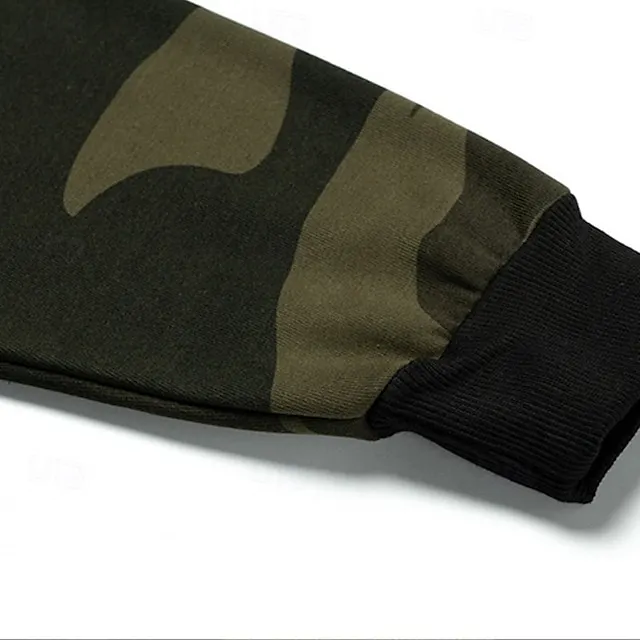Men's Hoodie Army Patchwork Pocket Sports Fall Clothing 