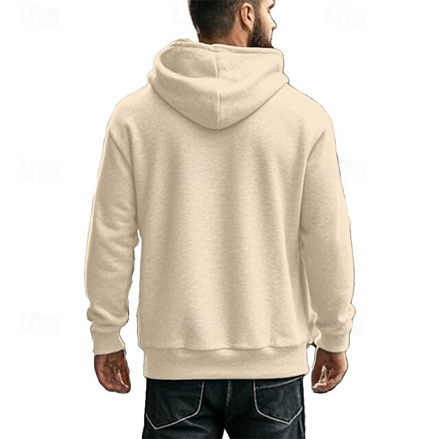Men's Sweatshirt Quarter Zip Sweatshirt Apricot Drawstring Sports 