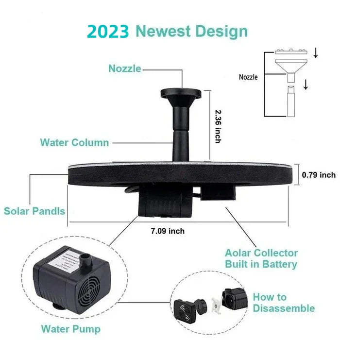 🔥Hot Sales 70% OFF🔥Solar Fountain, Solar Powered Bird Bath Fountain Pump , Outdoor Watering Submersible Pump for Pond, Pool, Garden, Fish Tank  -$AC