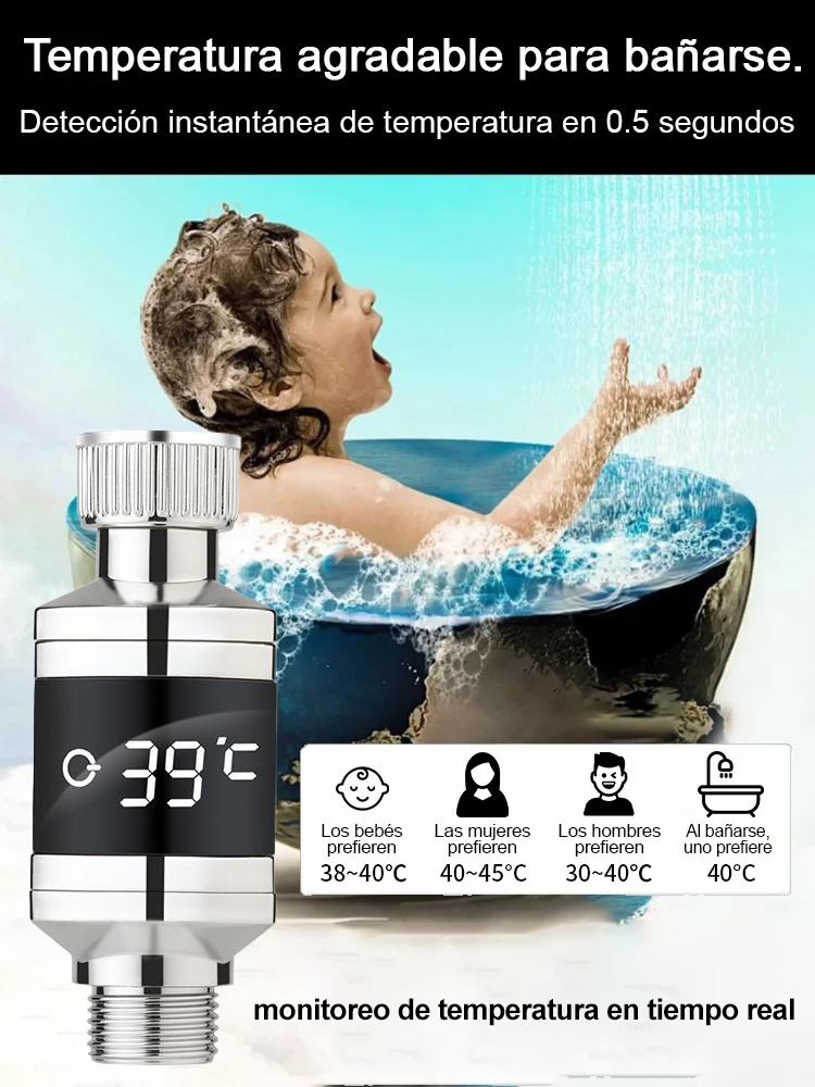 Ducha inteligente con pantalla de temperatura.Agua caliente disponible en sólo tres segundos