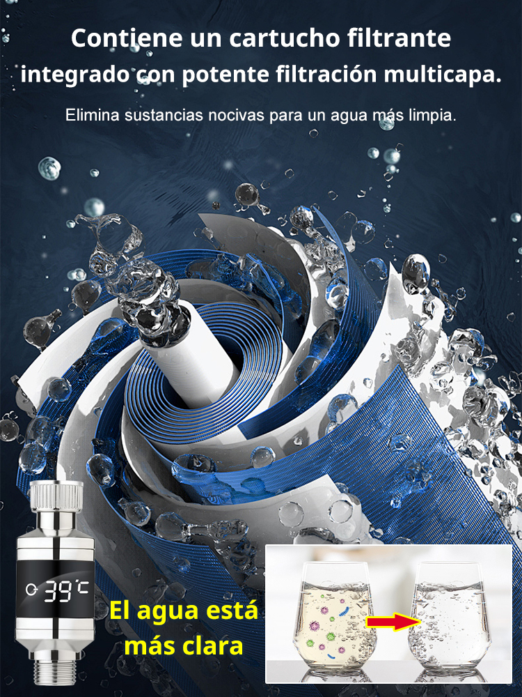 Ducha inteligente con pantalla de temperatura.Agua caliente disponible en sólo tres segundos