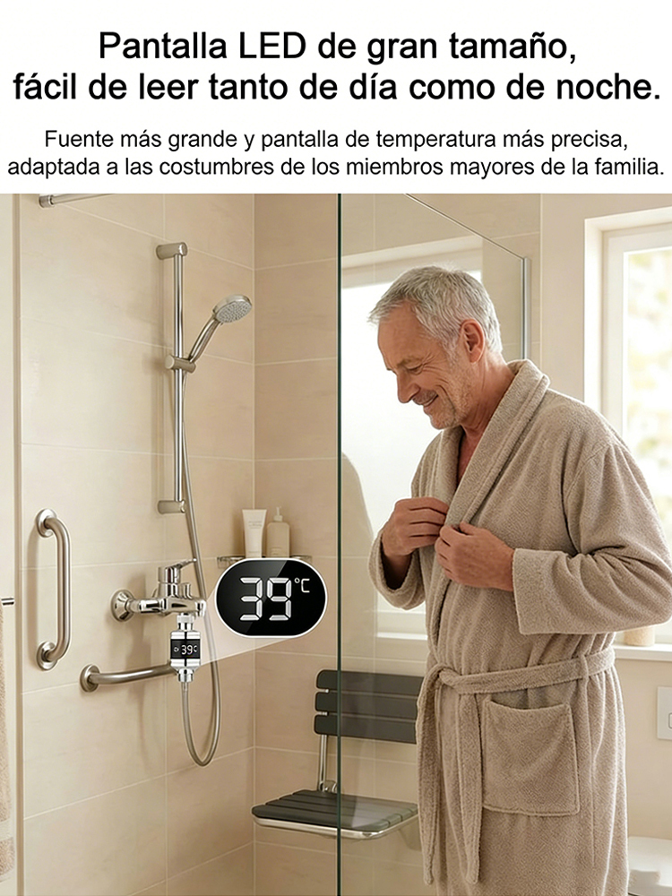 Ducha inteligente con pantalla de temperatura.Agua caliente disponible en sólo tres segundos