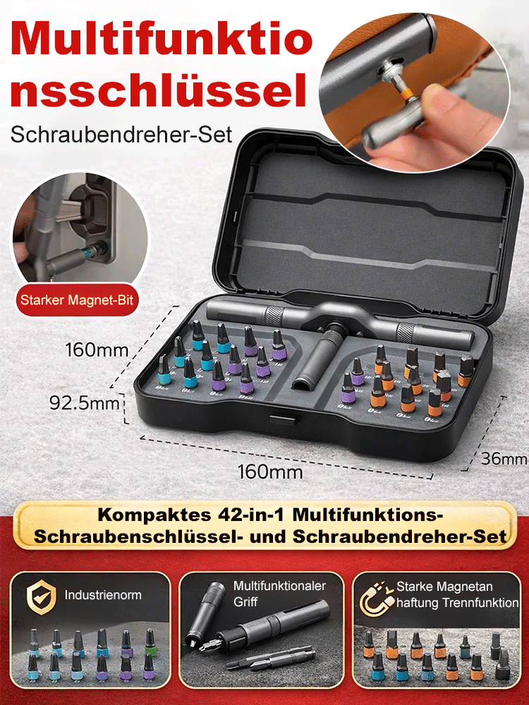 42-in-1 Ratschen-Schraubendreher-Set Reparaturwerkzeug✨️Schluss mit wunden Fingern! Der intelligente 24-in-1 Ratschenschlüssel für müheloses Schrauben