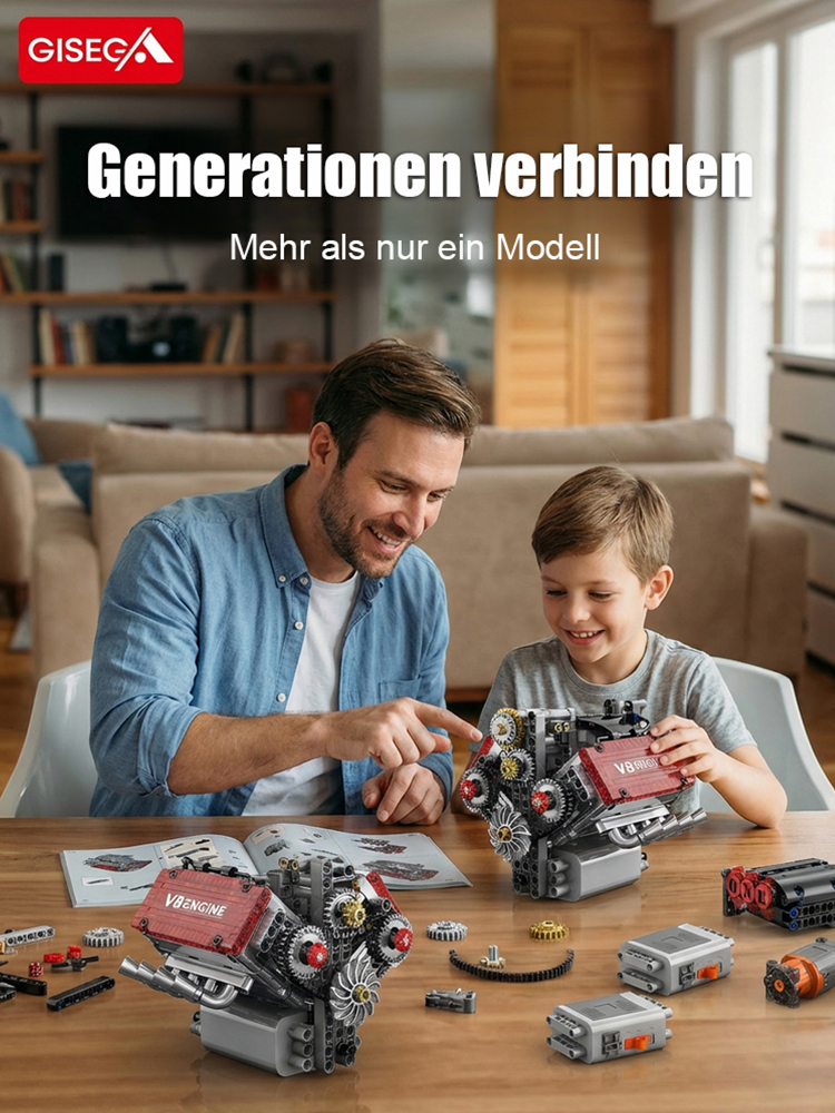 【Echtstartfähiges】Maschinentechnologie-V8-Motorantriebsgruppe ✨️1:16 Maßstab, 8 Zylinder & CNC Präzision – Nicht nur Modell, sondern echter laufender Motor🎇