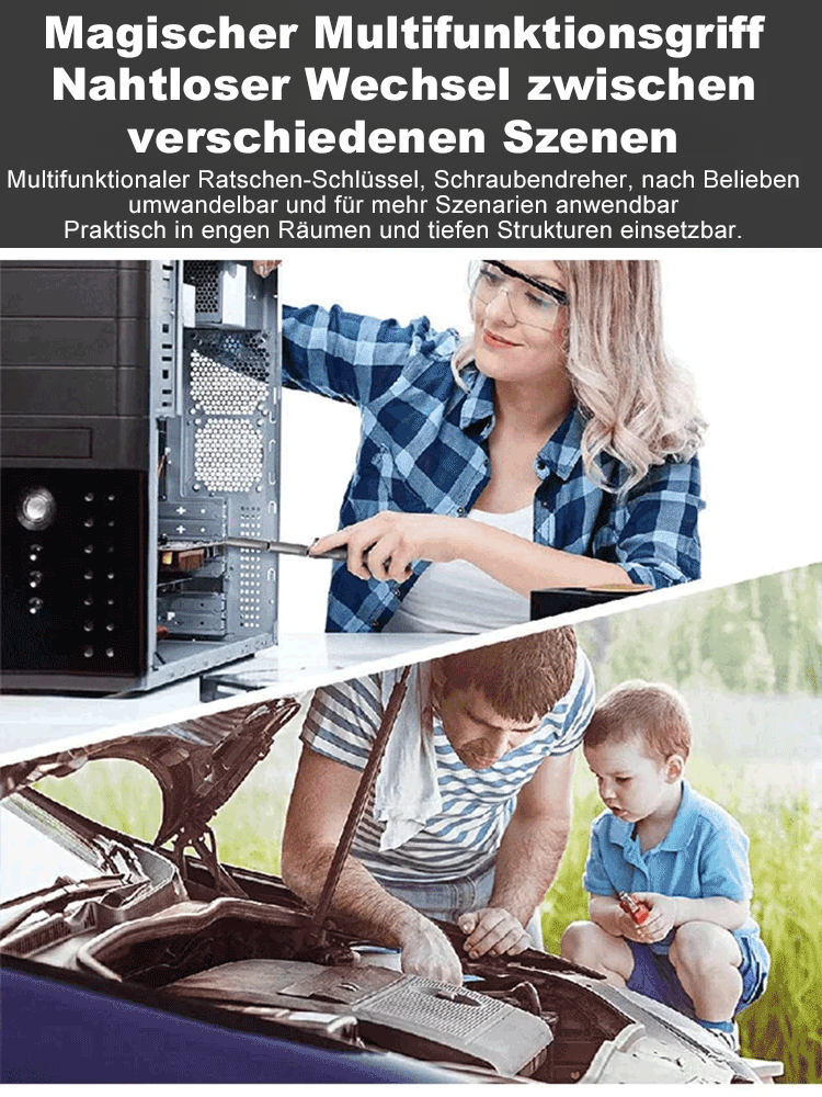 42-in-1 Ratschen-Schraubendreher-Set Reparaturwerkzeug✨️Schluss mit wunden Fingern! Der intelligente 24-in-1 Ratschenschlüssel für müheloses Schrauben