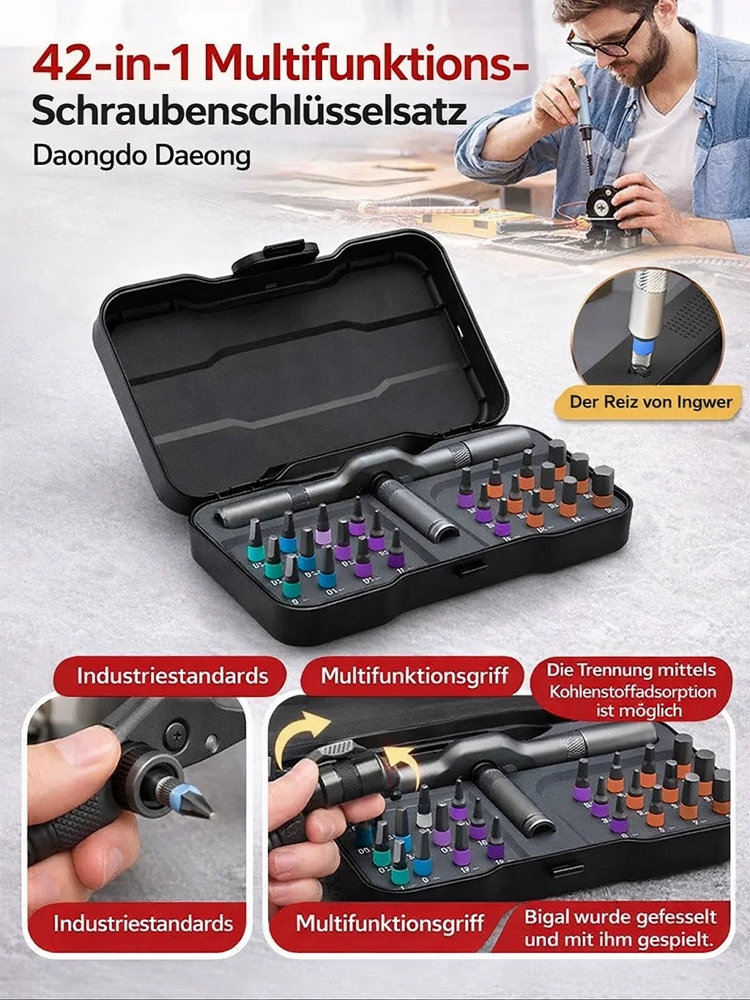 42-in-1 Ratschen-Schraubendreher-Set Reparaturwerkzeug✨️Schluss mit wunden Fingern! Der intelligente 24-in-1 Ratschenschlüssel für müheloses Schrauben