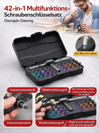 42-in-1 Ratschen-Schraubendreher-Set Reparaturwerkzeug✨️Schluss mit wunden Fingern! Der intelligente 24-in-1 Ratschenschlüssel für müheloses Schrauben