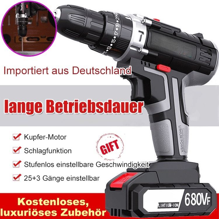 Deutsche Zweigang-Schlagbohrmaschine mit hohem Drehmoment✨️Kraftvoller bürstenloser  – 3-in-1 Multifunktions-Werkzeug 🚀