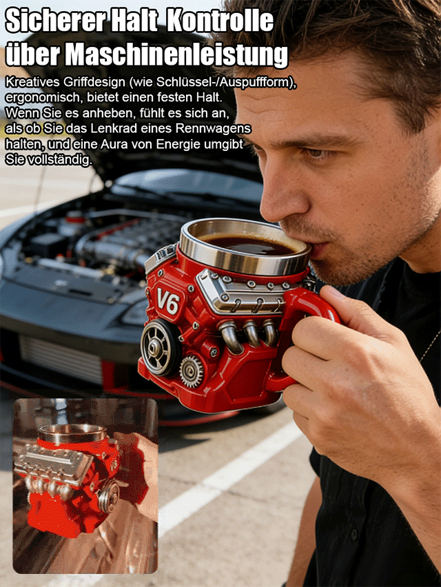 V8-Motor-Tasse Dekorative Tasse✨️1:16 scale, meticulously replicating real engine details—from cylinders to valve textures.🌟