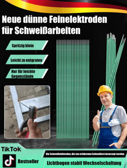 【Fest und durchstichsicher】Neuartige dünne Eisenschweißelektrode✨️Selbst ungeübte Schweißer kommen problemlos damit zurecht – es klebt nicht an⚡️brennt nicht durch🎉und die Schweißnähte sind sauber und fest