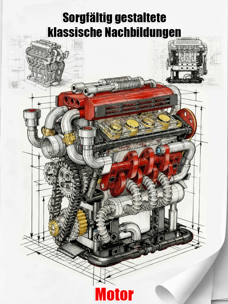 【Echtstartfähiges】Maschinentechnologie-V8-Motorantriebsgruppe ✨️1:16 Maßstab, 8 Zylinder & CNC Präzision – Nicht nur Modell, sondern echter laufender Motor🎇