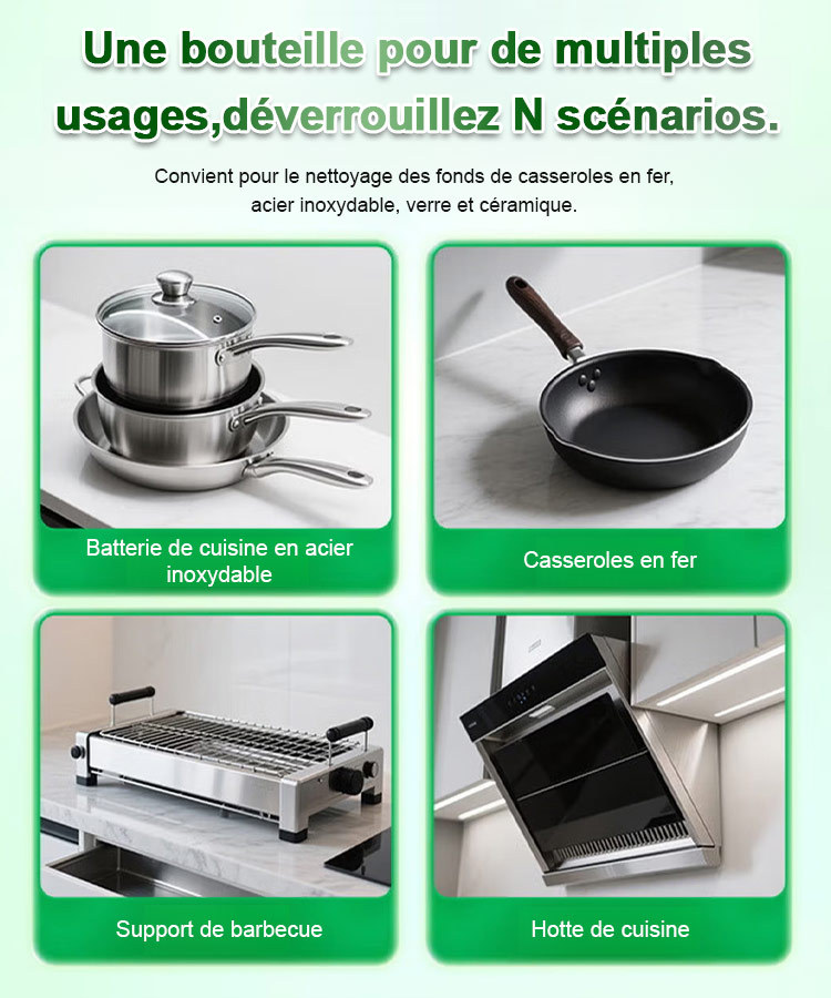 🔥Efficace pour éliminer les saletés tenaces, nettoie en un seul passage [Nettoyant pour fond de casserole]