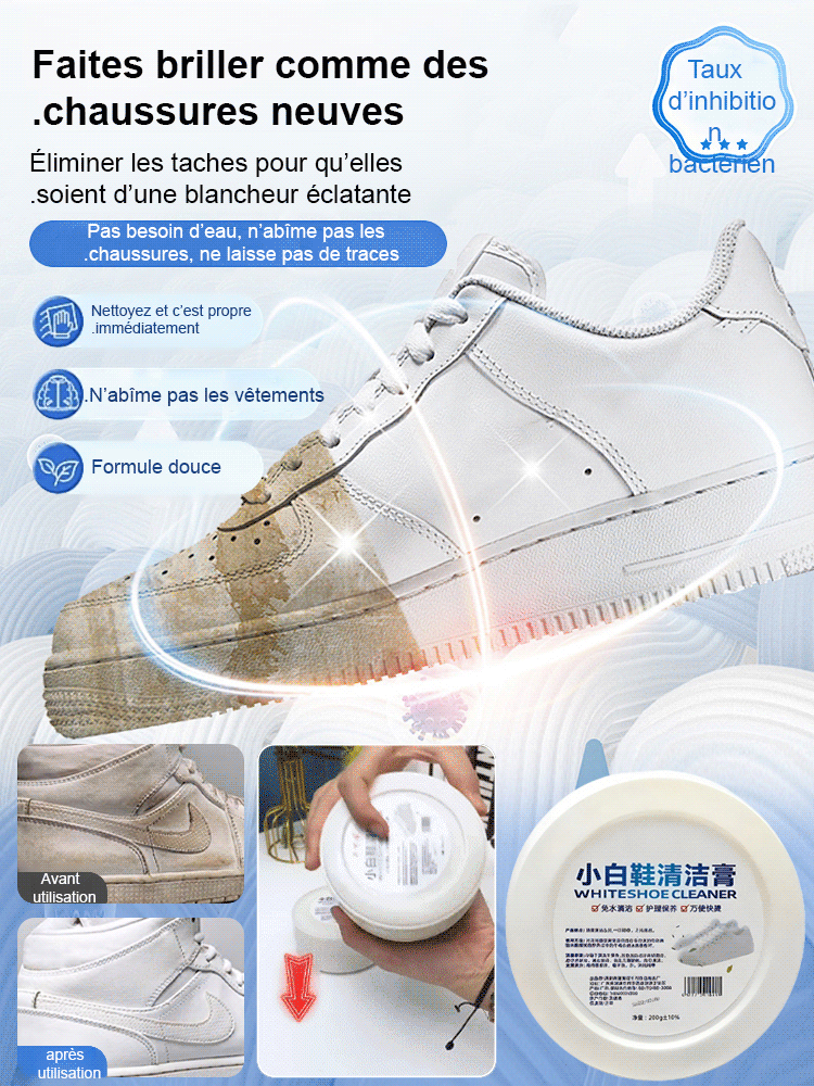 Effaceur de Taches pour Chaussures Blanches, Nettoyage Facile et Rapide