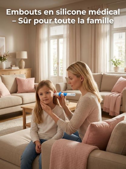  Éliminez jusqu’à 95 % du cérumen grâce à une aspiration douce et contrôlée en 60 sec chrono 