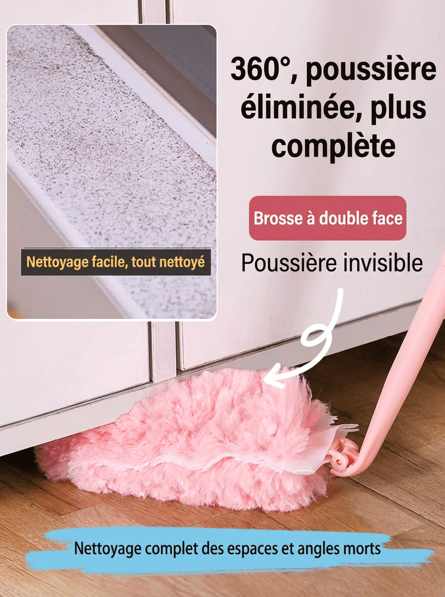 Le ménage enfin sans effort : ce plumeau 360° nettoie tout en un seul passage.