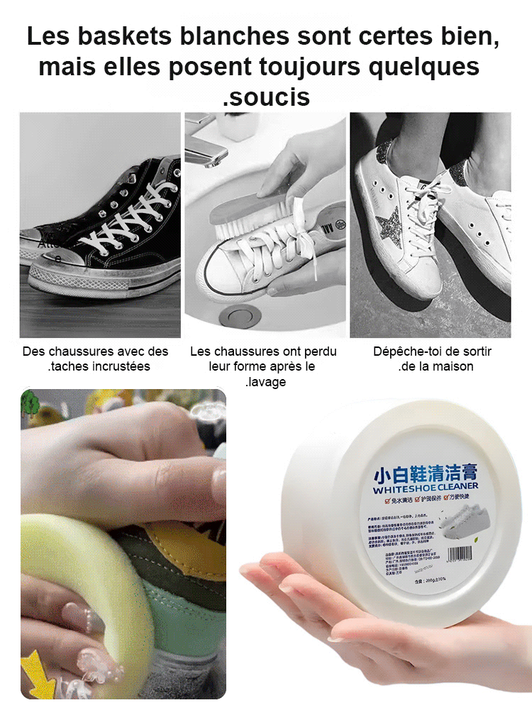 Effaceur de Taches pour Chaussures Blanches, Nettoyage Facile et Rapide