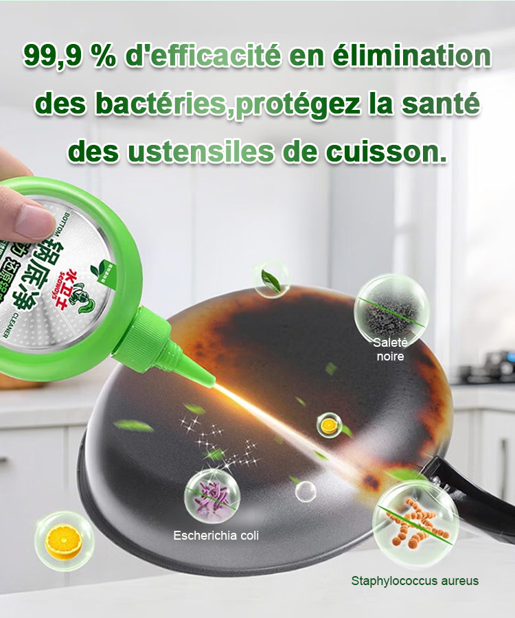 🔥Efficace pour éliminer les saletés tenaces, nettoie en un seul passage [Nettoyant pour fond de casserole]