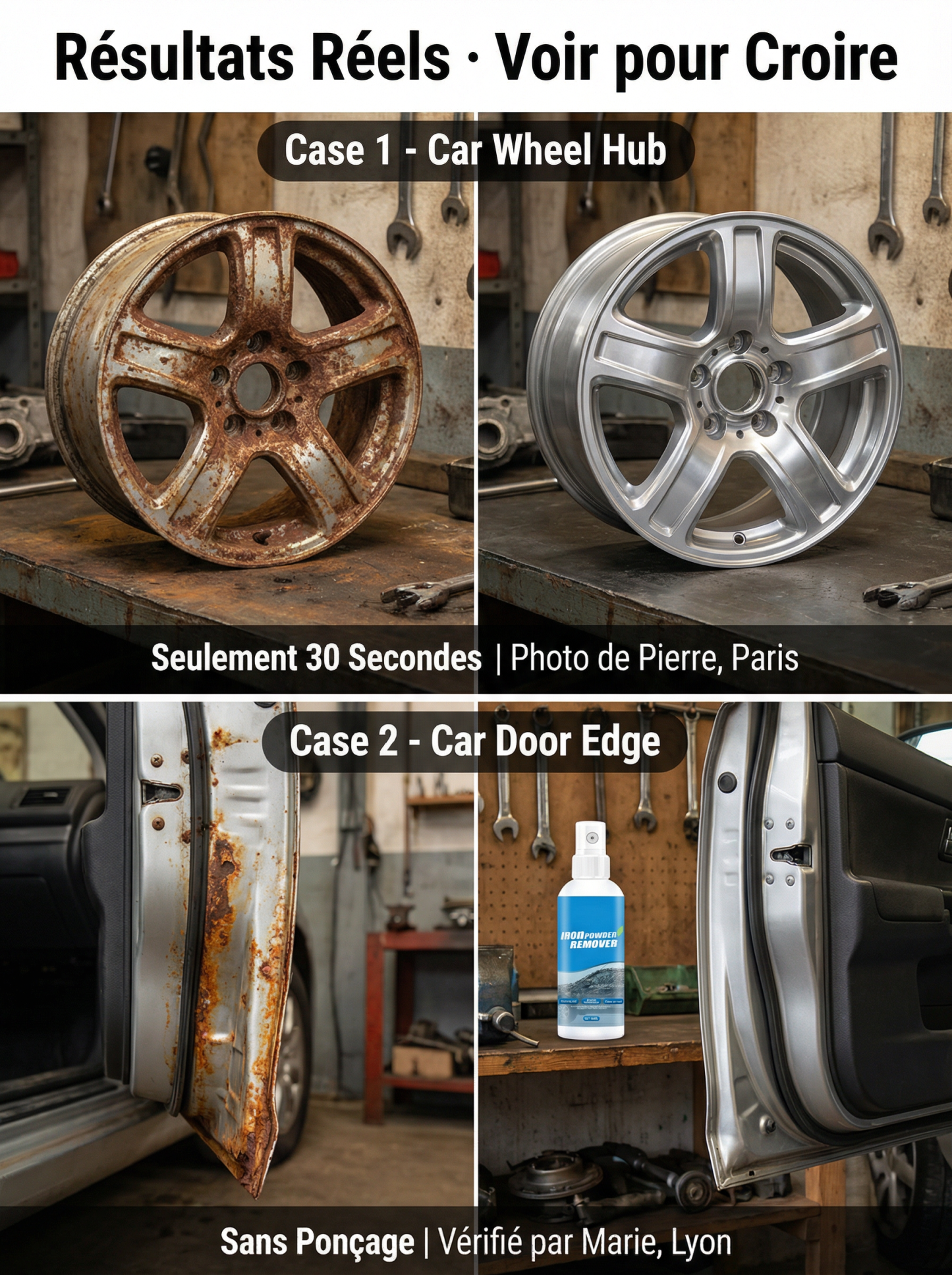 Trois secondes pour éliminer complètement la rouille, ou vous serez remboursé trois fois le prix d'achat.