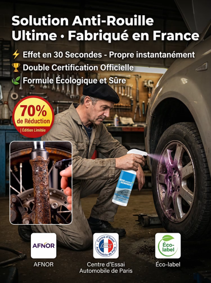 Trois secondes pour éliminer complètement la rouille, ou vous serez remboursé trois fois le prix d'achat.