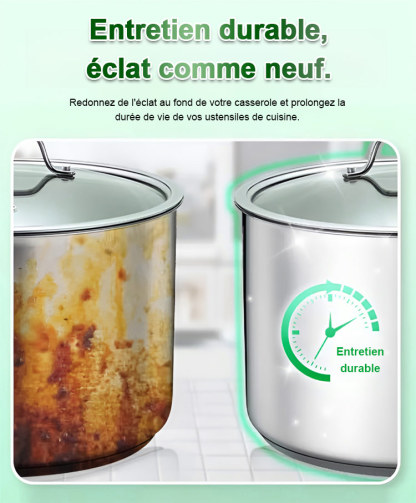 🔥Efficace pour éliminer les saletés tenaces, nettoie en un seul passage [Nettoyant pour fond de casserole]