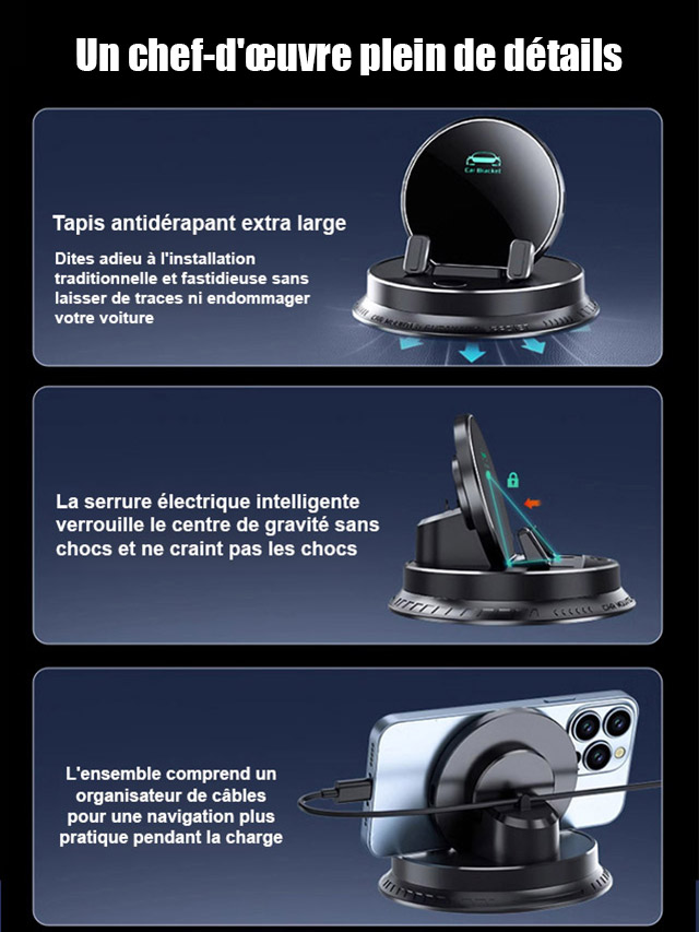 Absolument sans vibrations : même en cas de freinage brusque, votre smartphone reste bien en place.🚗💥📱✅.