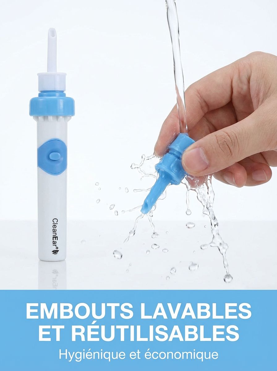  Éliminez jusqu’à 95 % du cérumen grâce à une aspiration douce et contrôlée en 60 sec chrono 