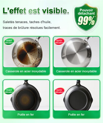 🔥Efficace pour éliminer les saletés tenaces, nettoie en un seul passage [Nettoyant pour fond de casserole]