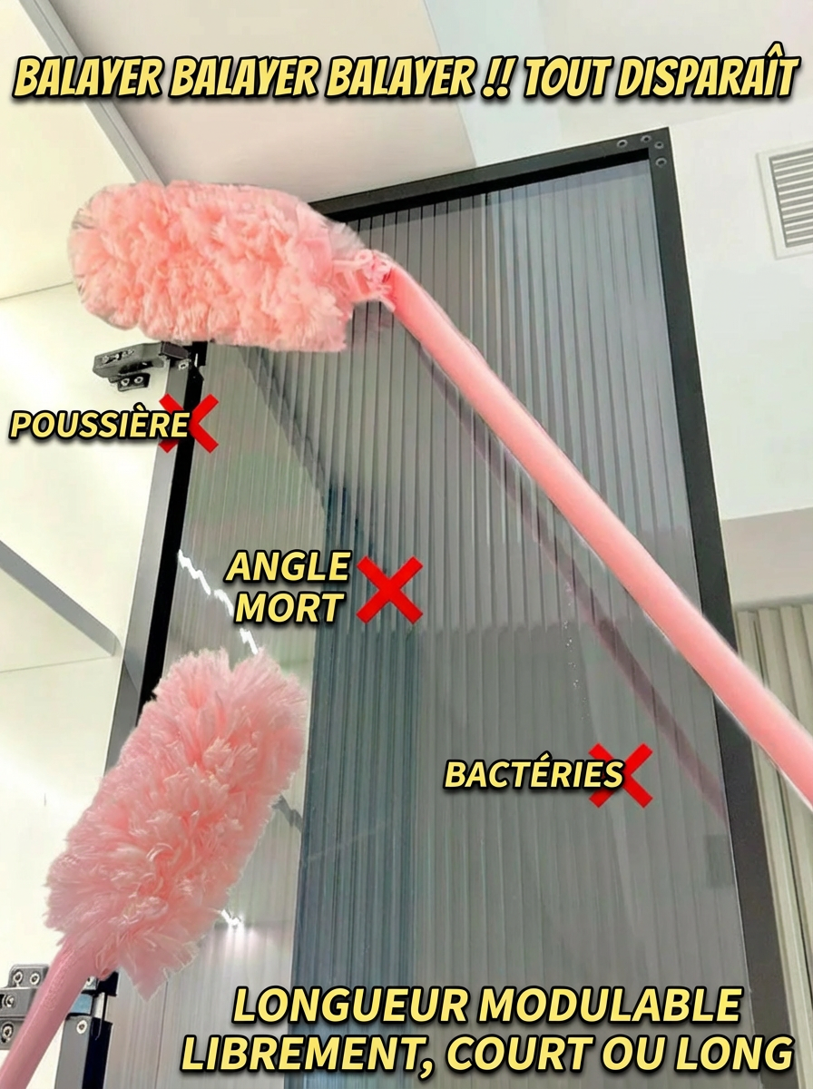 Le ménage enfin sans effort : ce plumeau 360° nettoie tout en un seul passage.