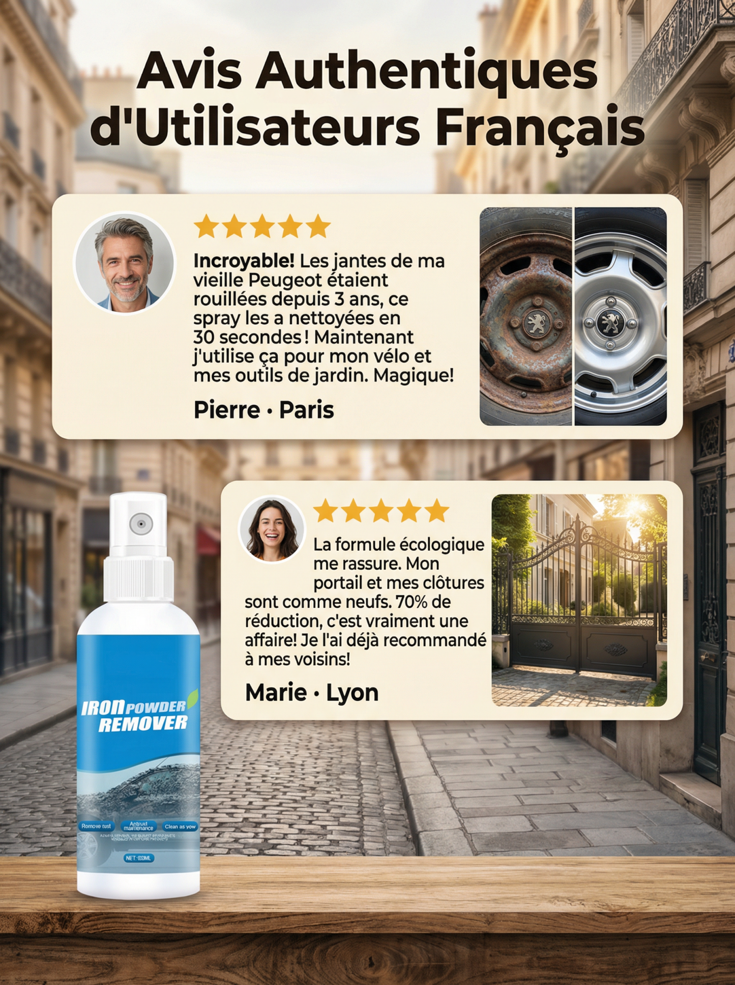 Trois secondes pour éliminer complètement la rouille, ou vous serez remboursé trois fois le prix d'achat.