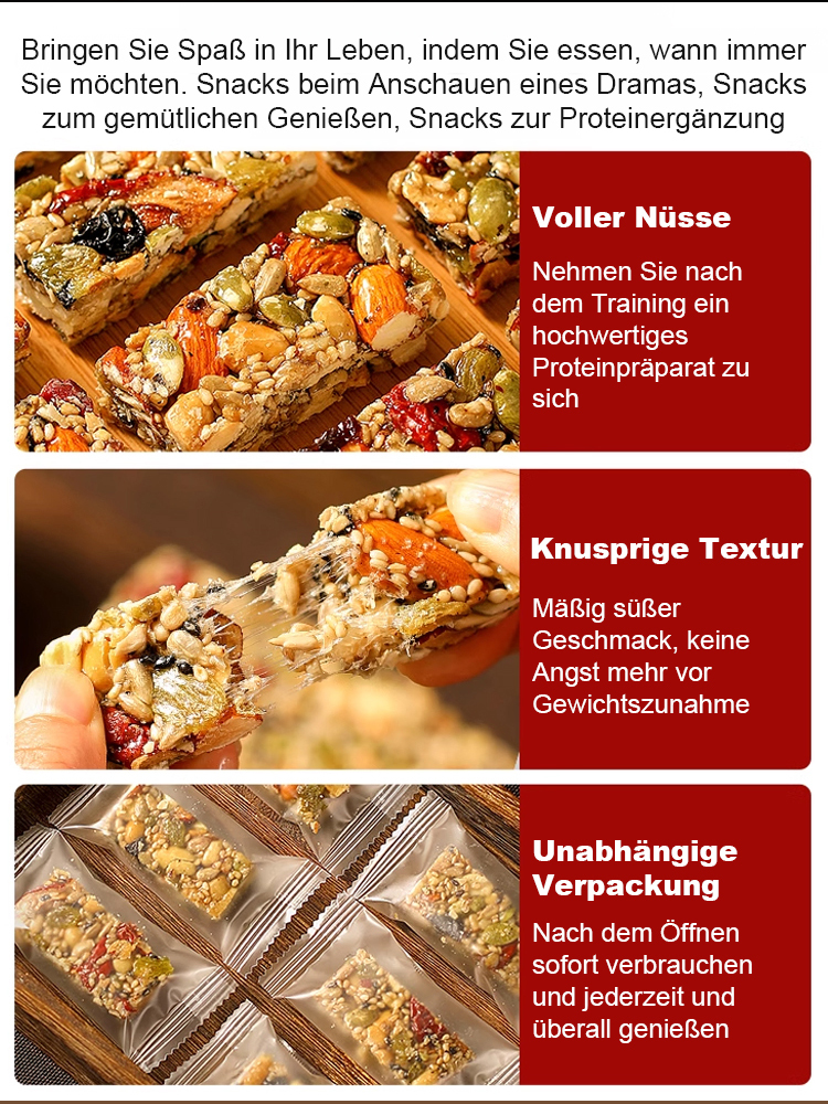 Premium Handgemachter Nuss-Mix-Riegel | Pure Energie & Ohne Zuckerzusatz 🌰