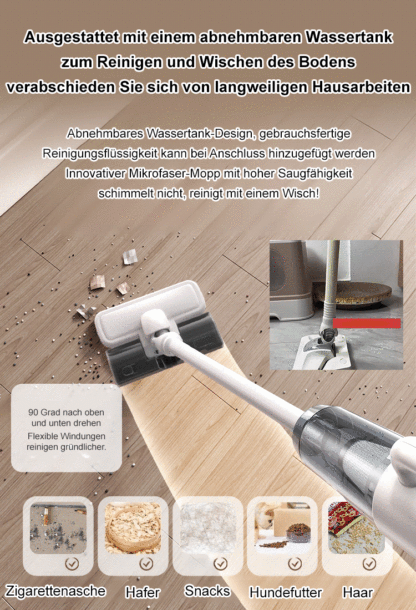【Kabelloser Saug- und Wischroboter】Starke Saugkraft für Milbenentfernung und Bodenreinigung