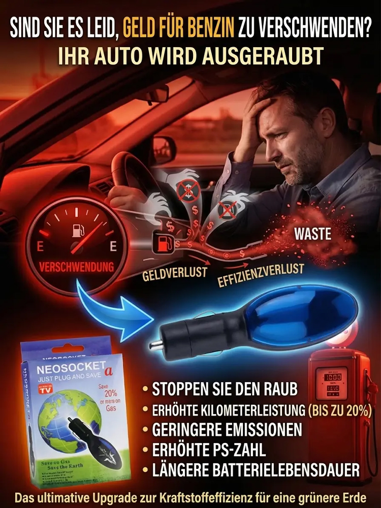 【50 % weniger Kraftstoffverbrauch】NEOSOCKET – tragbarer Universal-Kraftstoffsparer für Autos