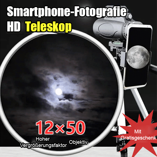 Handykamera-Teleskop mit Licht